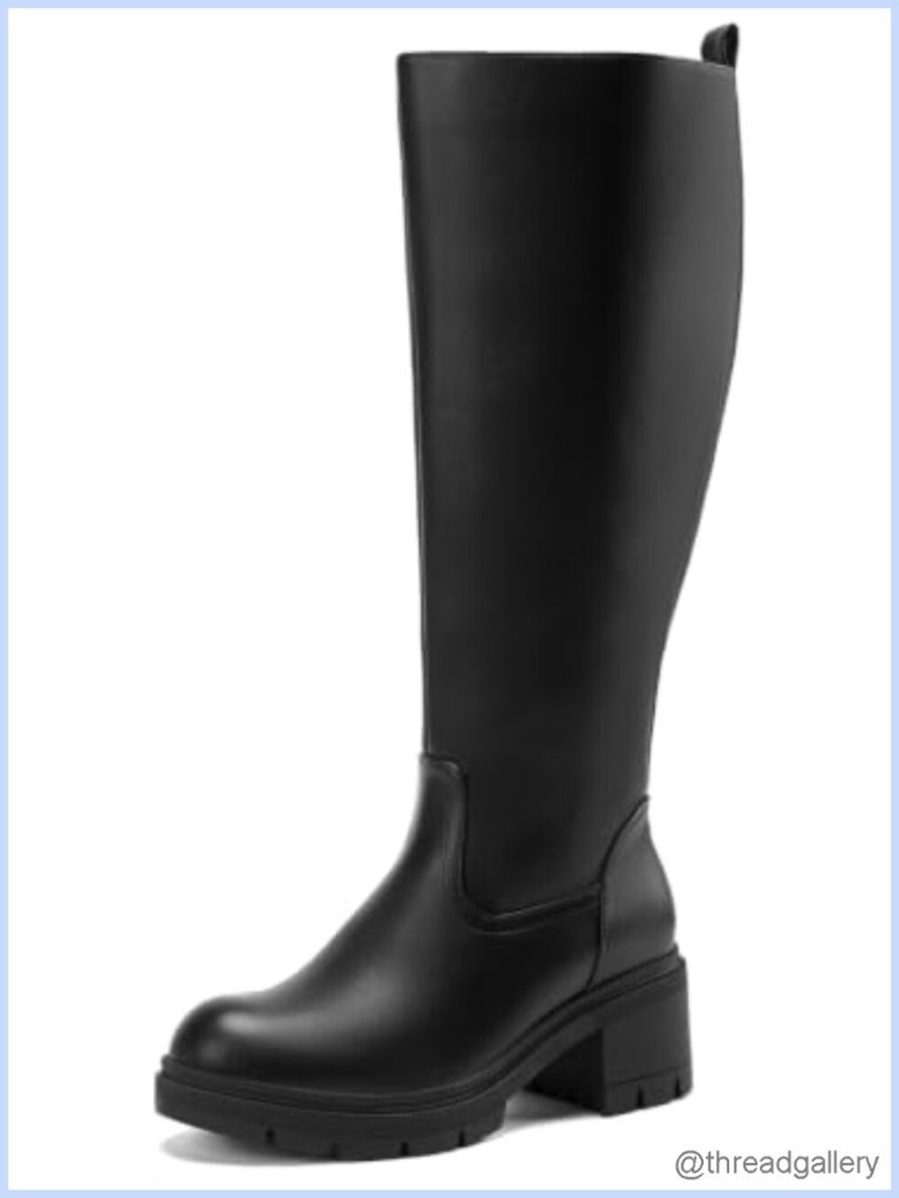 Wide Calf Knee High Platform Chunky Heel Boots Faux Leather Women